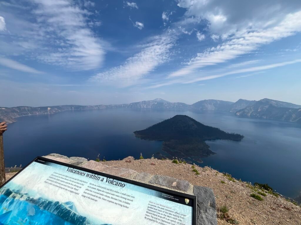 View from Watchman Peak, Crater Lake National Park. Wizard Island visible