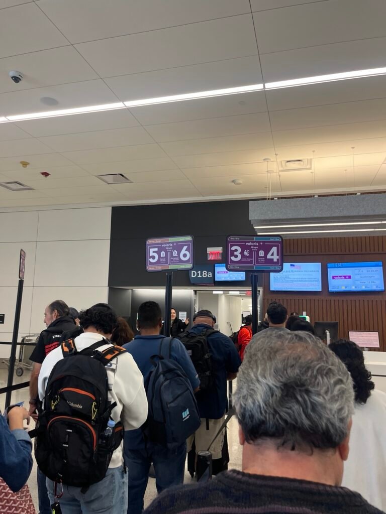 Waiting to board Volaris flight