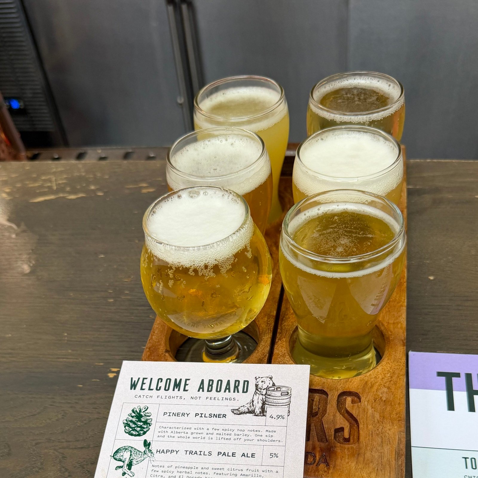 Beer Flight from 3 bears brewery Banff Alberta
